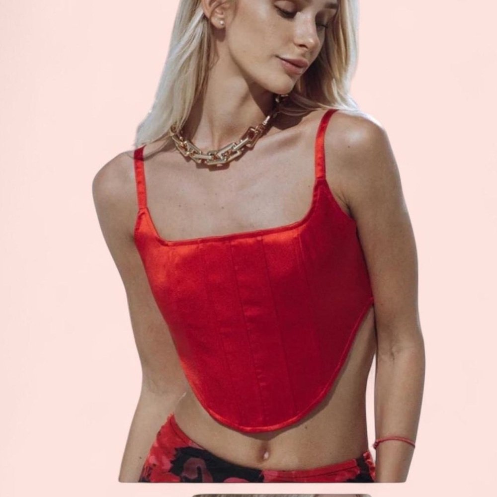 Red Satin Corset Top